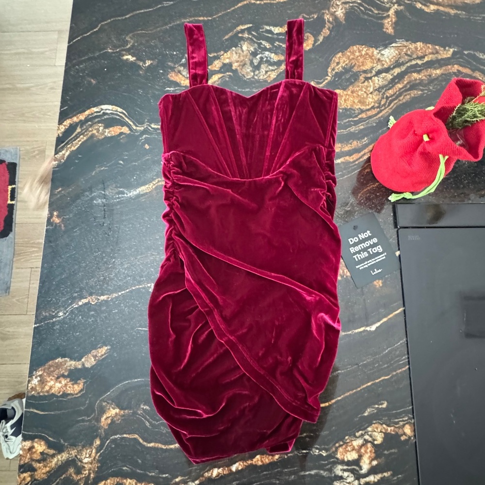 Opulent Mood Burgundy Velvet Bustier Mini Dress